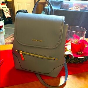 UEC Michael Kors Harrison Medium Flap Saffiano Leather Backpack blue